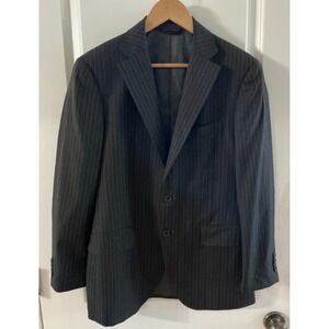Mitsumine Blazer Jacket Loro Piana Super 130's Wool Charcoal Pinstripe 38R‎ (A5)